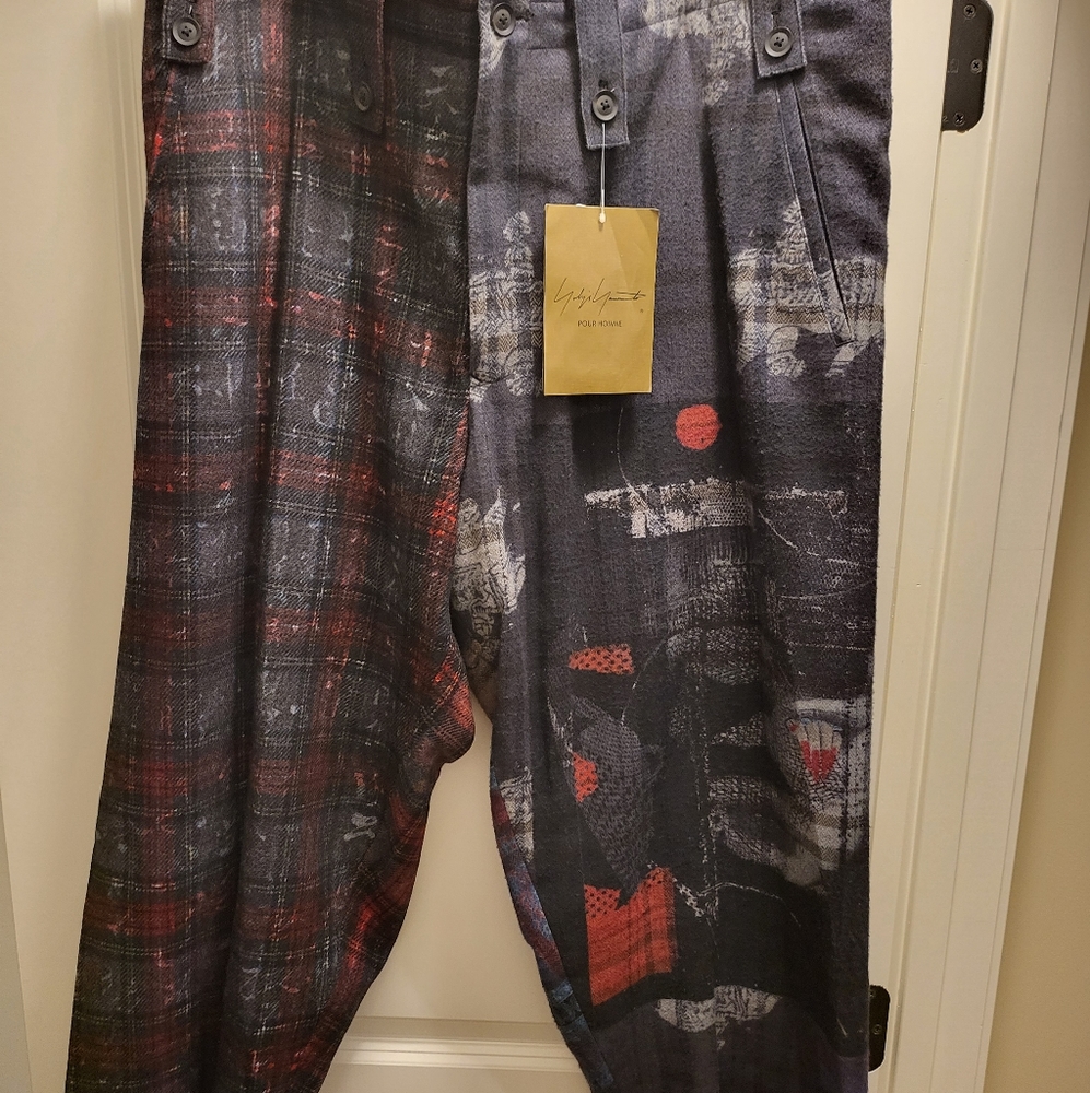 Yohji Yamamoto Pour Homme Men's All Print Wool Pants Size-2